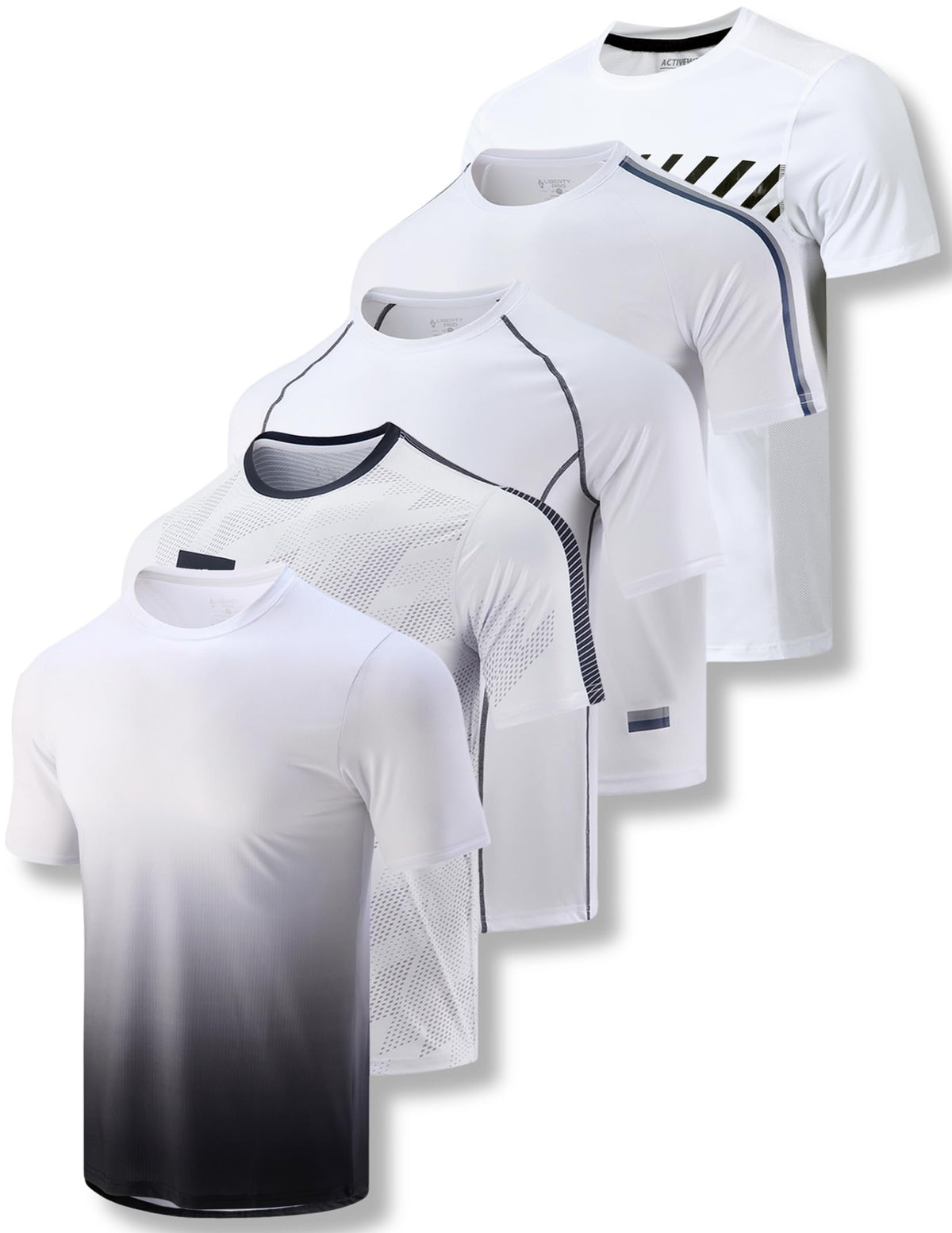 Liberty Imports 5 Pack Men's Active Quick Dry Crew Neck T Shirts 13