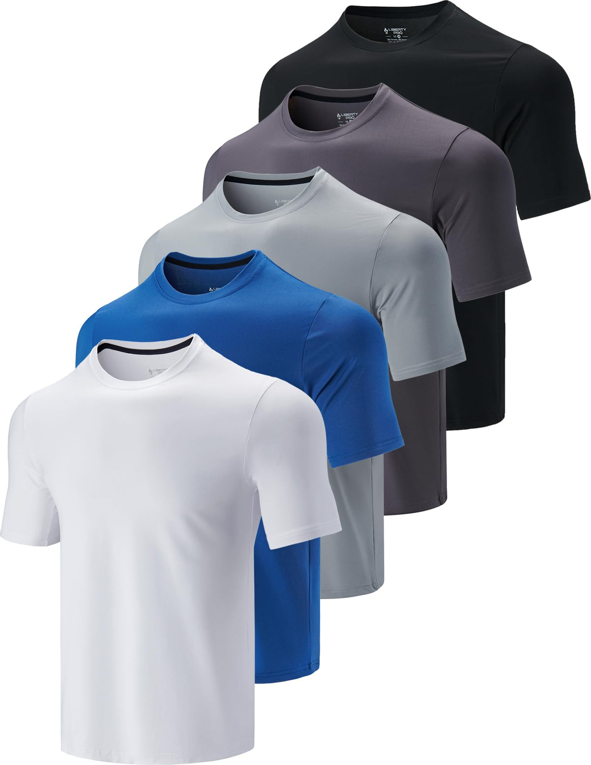 Liberty Imports 5 Pack Men's Active Quick Dry Crew Neck T Shirts 19