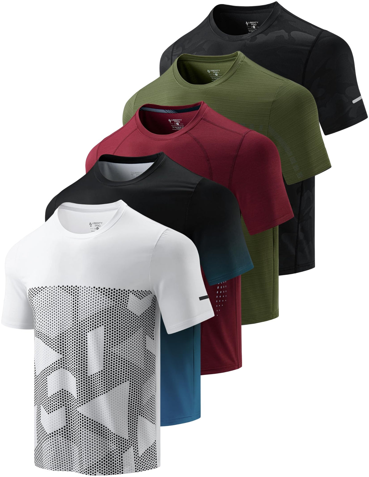 Liberty Imports 5 Pack Men's Active Quick Dry Crew Neck T Shirts 15