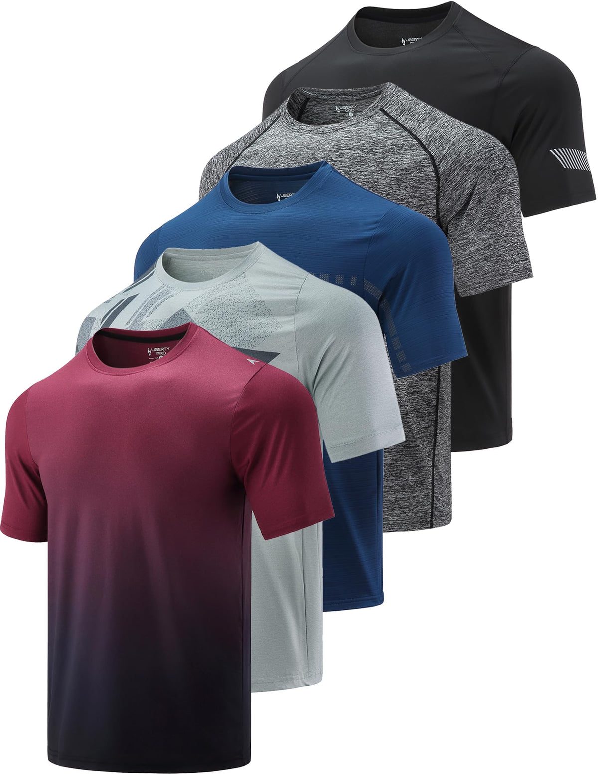 Liberty Imports 5 Pack Men's Active Quick Dry Crew Neck T Shirts 22