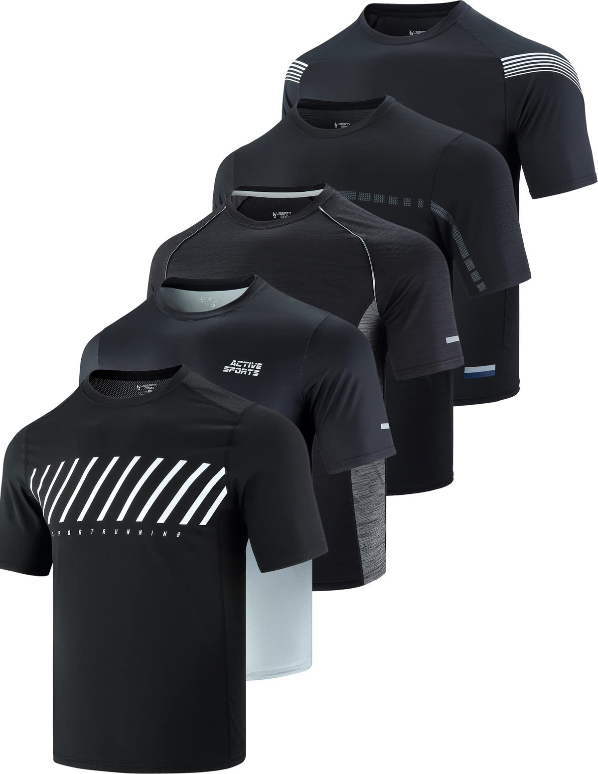 Liberty Imports 5 Pack Men's Active Quick Dry Crew Neck T Shirts 10