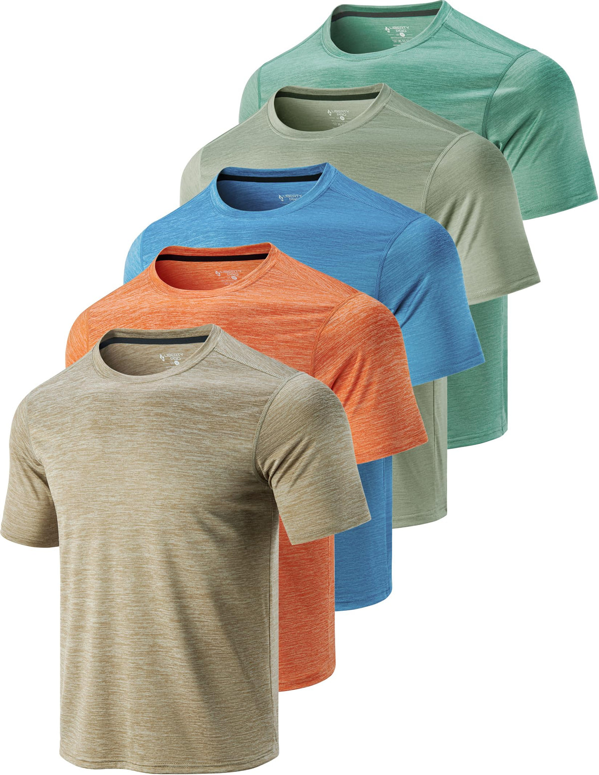 Liberty Imports 5 Pack Men's Active Quick Dry Crew Neck T Shirts 12