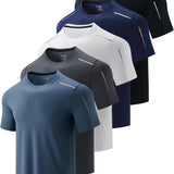 Liberty Imports 5 Pack Men's Active Quick Dry Crew Neck T Shirts