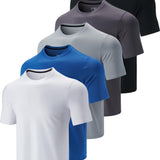 Liberty Imports 5 Pack Men's Active Quick Dry Crew Neck T Shirts 19