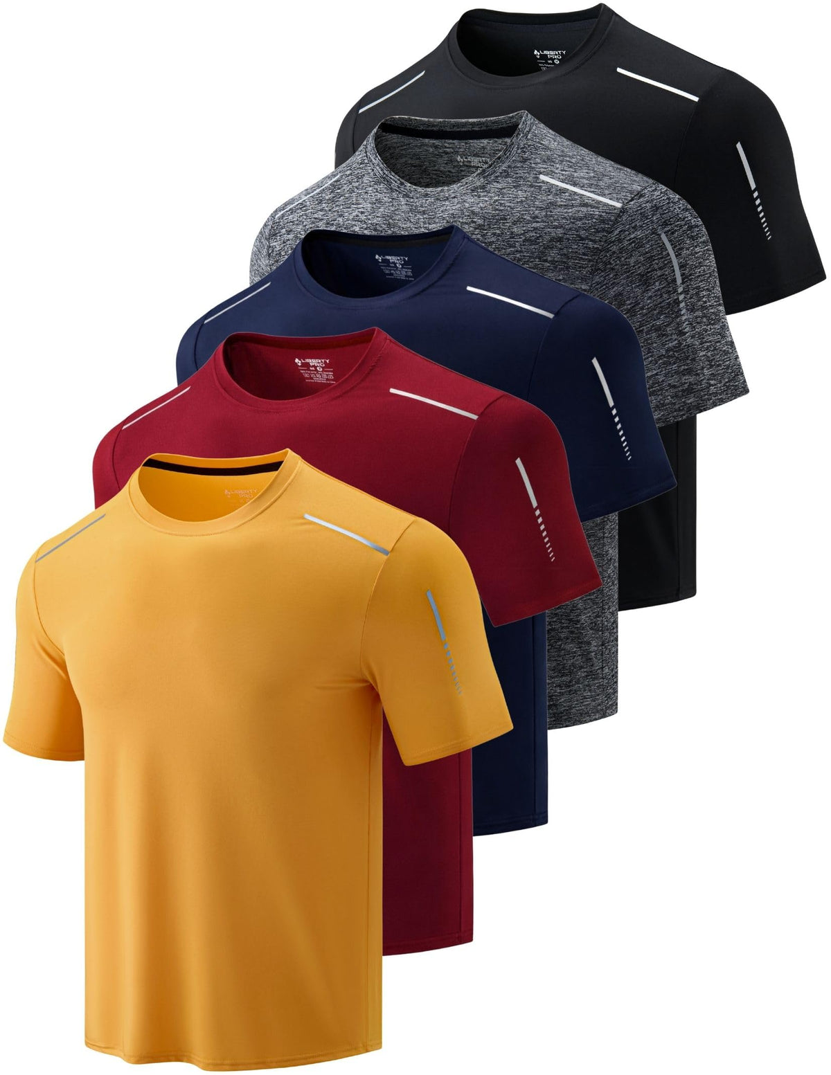 Liberty Imports 5 Pack Men's Active Quick Dry Crew Neck T Shirts 16