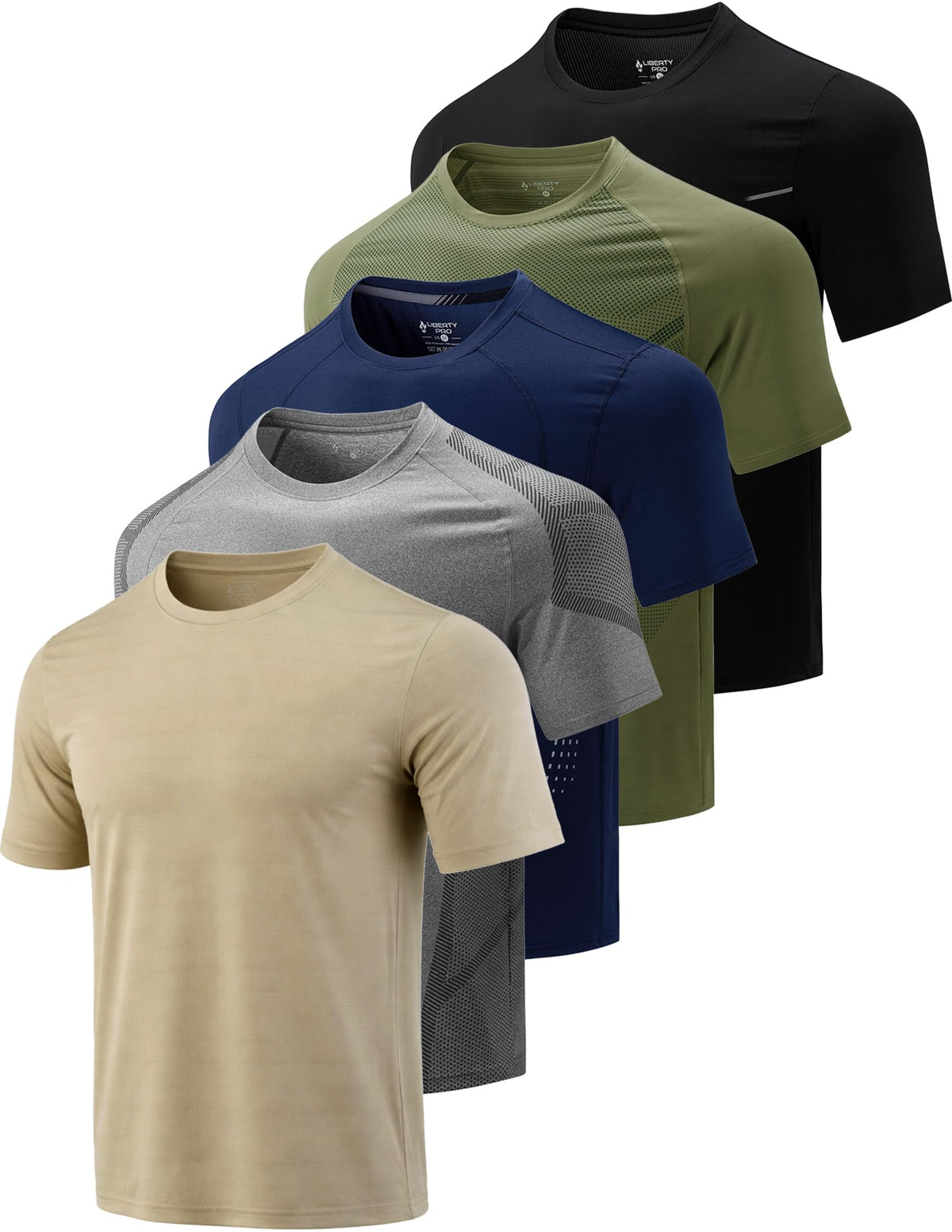 Liberty Imports 5 Pack Men's Active Quick Dry Crew Neck T Shirts 28