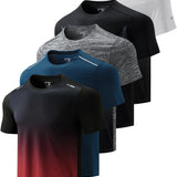 Liberty Imports 5 Pack Men's Active Quick Dry Crew Neck T Shirts 23