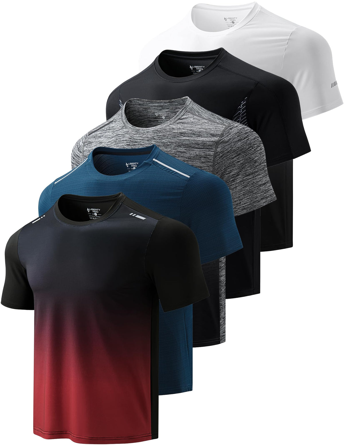 Liberty Imports 5 Pack Men's Active Quick Dry Crew Neck T Shirts 23