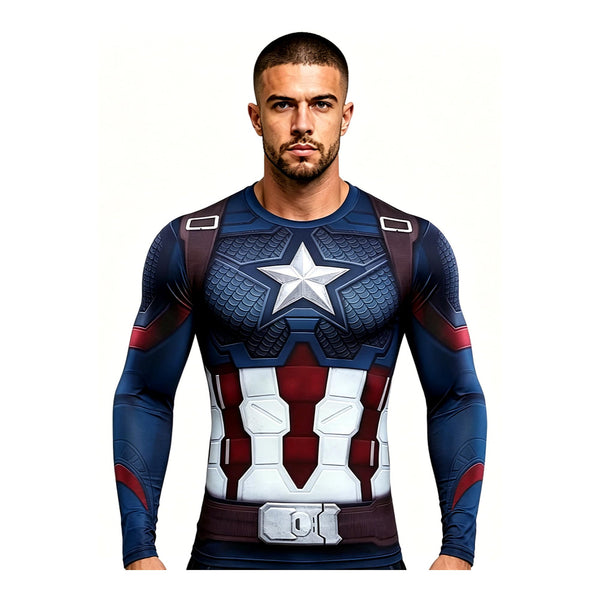 3D Super Hero Close-Fitting Quick-Drying Elastic Sport Cosplay T-Shirt Long Sleeve