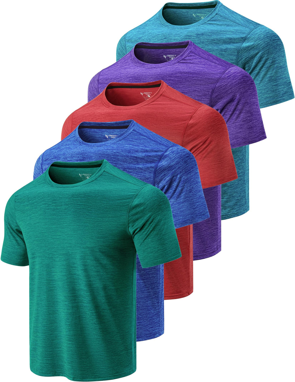 Liberty Imports 5 Pack Men's Active Quick Dry Crew Neck T Shirts 21