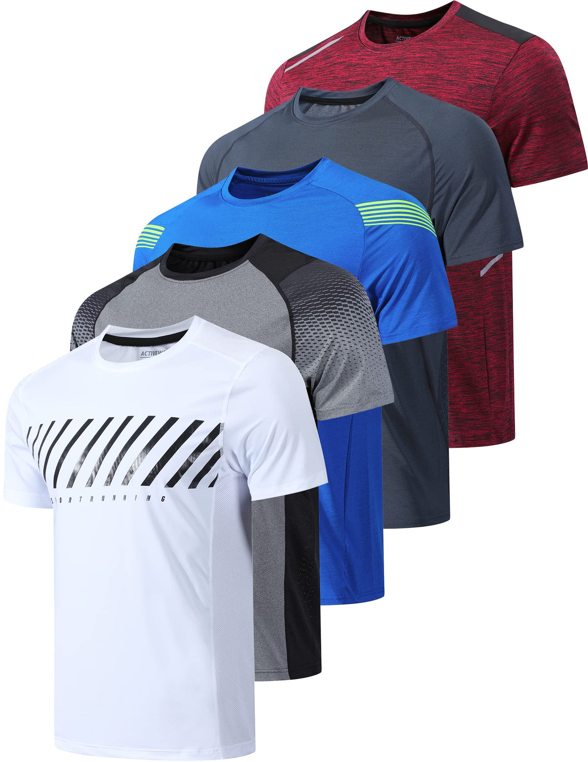 Liberty Imports 5 Pack Men's Active Quick Dry Crew Neck T Shirts 27