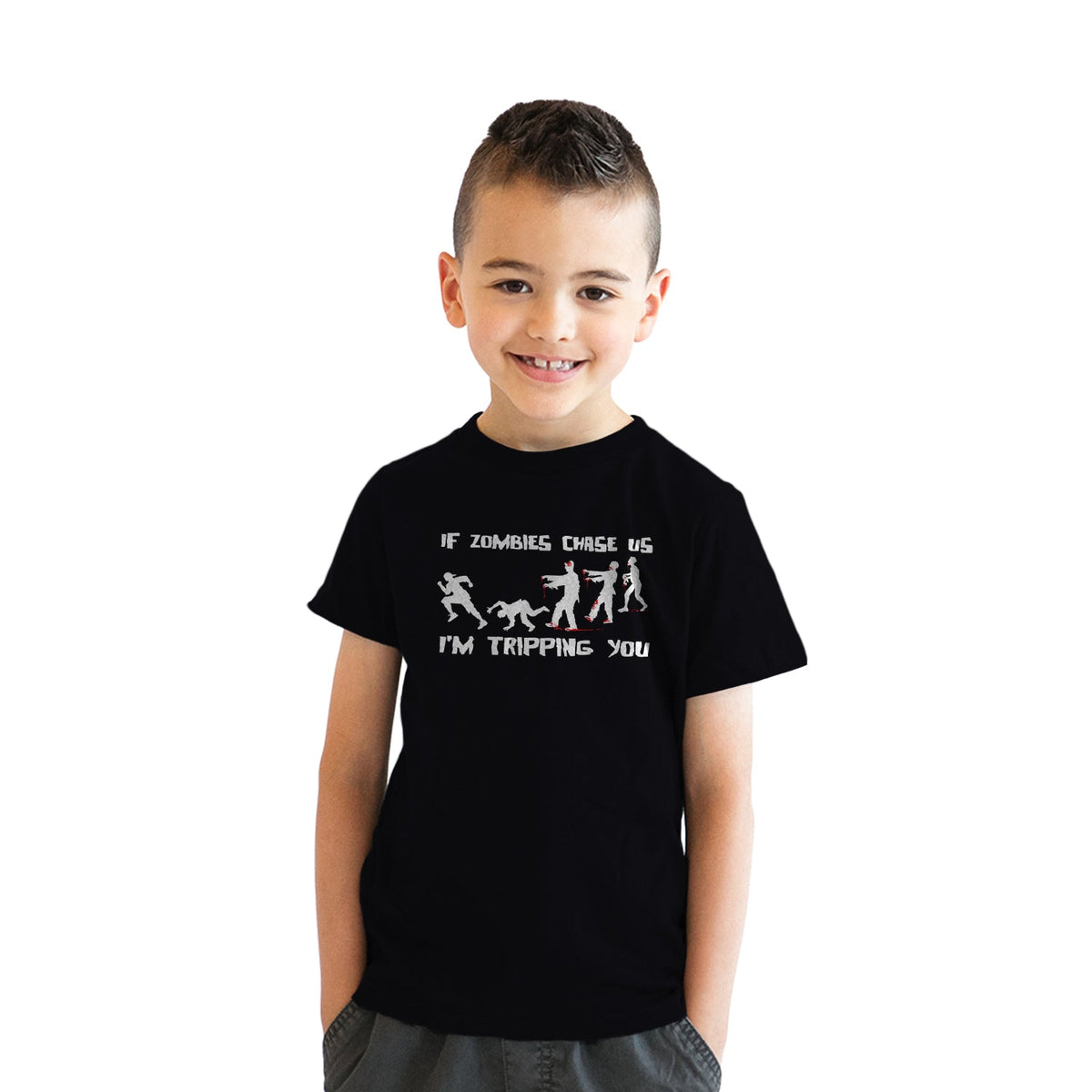 If Zombies Chase Us I'm Tripping You Youth T Shirt